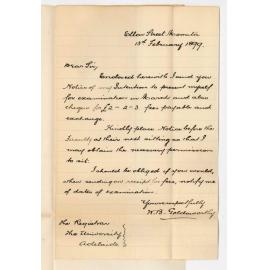 William Beazley Goldsworthy - Moonta - Entry for LLB Exam in March