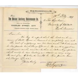 Mutual Sanitary Maintenance Co - Charles Street - Cost of supplying lead lined sink