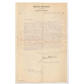 James P Waltne - for Inspector General of Schools - Perth - Regarding marks in University examinations