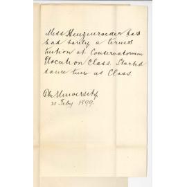 Miss Heuzeuroeder - Regarding Elocution Class