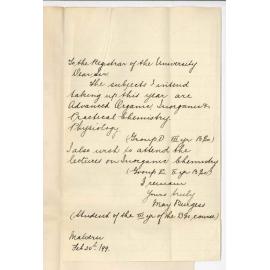 Miss May Burgess - Malvern - Subjects in BSc Course