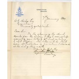 A Sturche - Secretary - Collegiate School of St Peters Adelaide - Acknowledging letter of 4th Instant