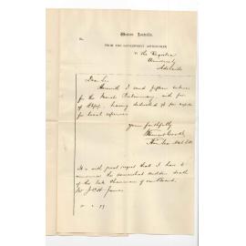 W Ernest Cooke - Honorary Secretary - Government Astronomer - Western Australia - Reporting death of Board Chairman Mr J C H James