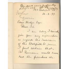 Mrs Marie Reimann - 343 Wakefield Street - Concerning Insurance of Rooms in Wakefield Street