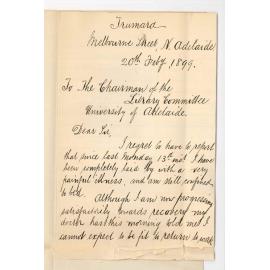 Joseph Coleman - North Adelaide - Request for leave of absence on account of illness