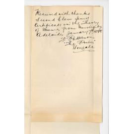 Miss F Patterson - Yongala - Acknowledging receipt of Senior Theory Certificate