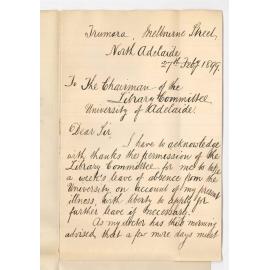 Joseph Coleman - North Adelaide - Application for leave of absence until 3rd March