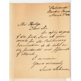 Susie Solomon - North Adelaide - Will act as Supervisor at Preliminary Examination