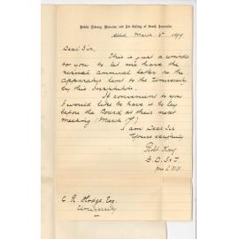 Robert Kay - Director Public Library Museum and Art Gallery - Request for letter re apparatus