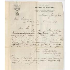 E S Wigg and Son - Adelaide - Concerning books for Library