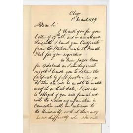 R Davies - Clare - Requesting signature to Railway Certificate