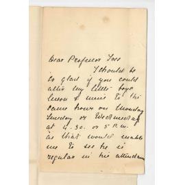 Mrs Lucy Kingston - Grote Street - Time of sons lessons at Conservatorium