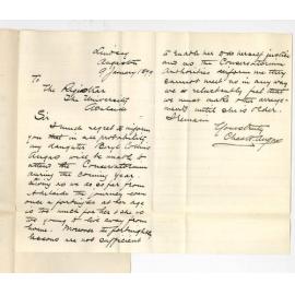 Charles Howard Angas - Angaston - Miss B C Angas will not continue lessons at Conservatorium