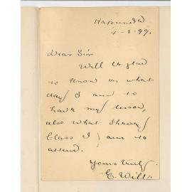 Miss E Will - Kapunda - Studies at The Conservatorium