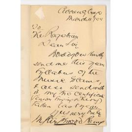 Miss Marion Kirkwood Kemp - Currency Creek - Request for Syllabus of Music Exams and Music Certificates