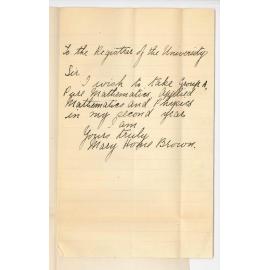 Miss Mary H Brown - University - Subjects in 2nd Year BSc