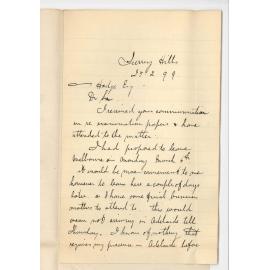 Bertram Steele - Melbourne - Notifying date of arrival in Adelaide