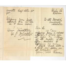 Miss F C Matthews - Fisher Street Malvern - Permission to commence studies at Conservatorium at beginning of Half Term