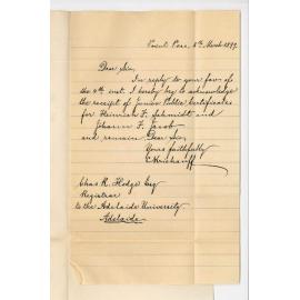 C Krichauff - Point Pass - Acknowledging receipt of Certificates