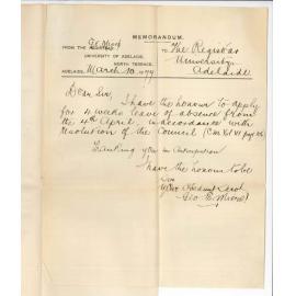 George E Miers - University - Application for Leave of Absence