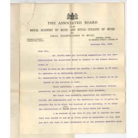 Samuel Aitken - Honorary Secretary - Associated Board London - Concerning Music Examinations