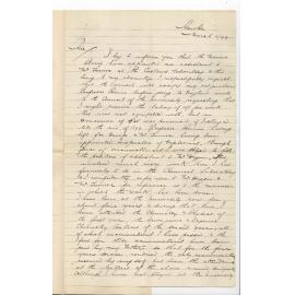 P W Jones - Gawler - Forwarding resignation and requesting honorarium