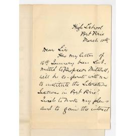 Miss B Scott - Port Pirie - Concerning Lectures on Literature at Port Pirie