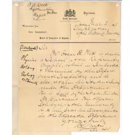 H A Curtis - Education Department - Concerning Mr O A Witt