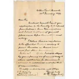 William Beazley Goldsworthy - Moonta - Application to Faculty of Law for exemption from attendance at lectures