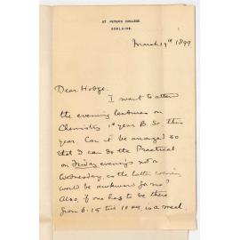 E W Marryat - St Peters College - Particulars Evening Classes