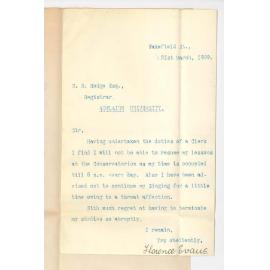 Miss Florence Evans - Wakefield Street - Discontinuance of Lessons at The Conservatorium