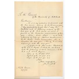 J W Campbell - University - Request to be credited with Subjects passed in 2nd Year BA Course and Information LLB Course