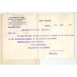 James Martin and Company Limited - Gawler - Request for curriculum of Engineering Classes