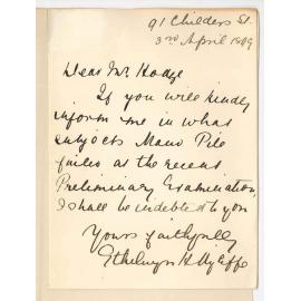 Miss E H Ayliffe - North Adelaide - Failure of Maud Pile in Preliminary