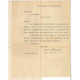 Daniel Henninger - Rio de Janeiro - Request for Particulars Concerning Instruction of Industrial Physics and Chemistry