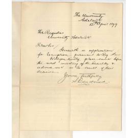 S B von Doussa - The University - Application for exemption from attendance from Lectures