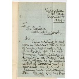 Miss C de A Hector - Port Pirie - Enquiring about music in Primary Examination in Singing