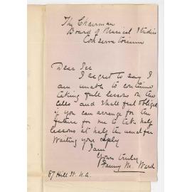 Miss Fanny M Ward - North Adelaide - Lessons at Conservatorium