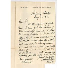 Andrew Scott - Training College - Rudolph O Nadebaum left College and did not attend Evening Lectures in Part 1 Physics