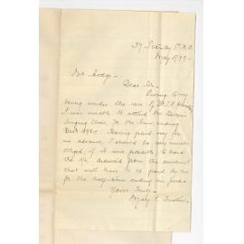 Miss Mary E Austin - North Adelaide - Requesting fee deduction owing to illness was unable to attend Mrs Revans singing class in 1898