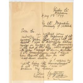 Miss Florence C Matthews - Malvern - Due to ill health wish to discontinue taking lessons at the Conservatorium