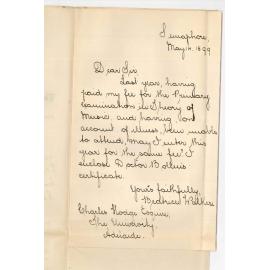 Miss Beatrice Walker - Semaphore - Request fee paid for Primary exam in 1898 be transferred to 1899 Examination