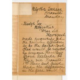 Mrs E G Wilkinson - Moonta - Concerning music examinations at Port Pirie