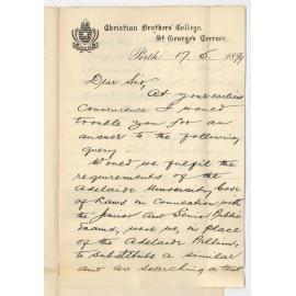 N P Nunan - Christian Brothers' College - Perth - Regarding substitute for Preliminary Examinations in WA