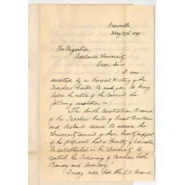 David Henry Hollidge - Frewville - Support of the Guild for the proposal that a Faculty of Education be established in the Adelaide University