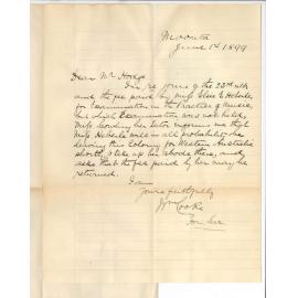 Reverend William Cooke - Moonta - Regarding refund of Miss Elsie Herberle's exam fee