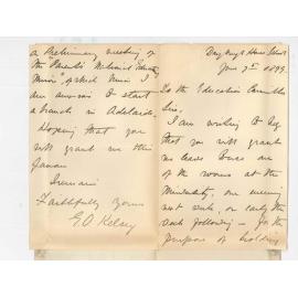 Mrs Eliza Oliver Kelsey - Hackney - Permission to use room in University for meeting of Parents National Educational Union