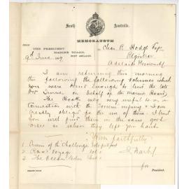 J Darby - Secretary - Marine Board Port Adelaide - Returning books lent to late Mr E F Turner