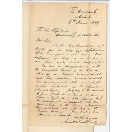 James Henry Robert Cruickshank - Registrar - The University of Tasmania - Concerning calendar