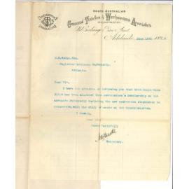 Archibald Mackie - Secretary - Commercial Travellers and Warehousemen's Association - Adelaide - Award of scholarship to Miss Annie Rita Ellis